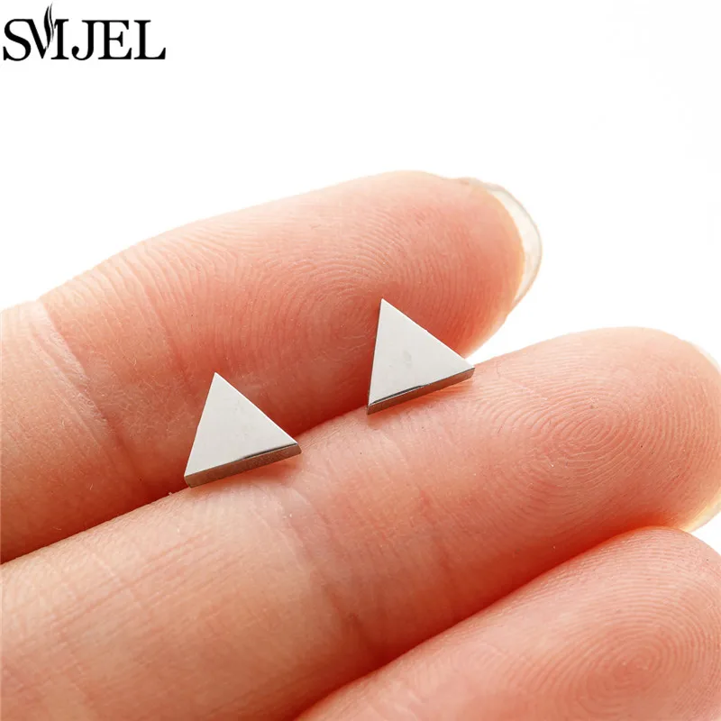 Women's Stainless Steel Mini Stud Earrings, Geometric Design