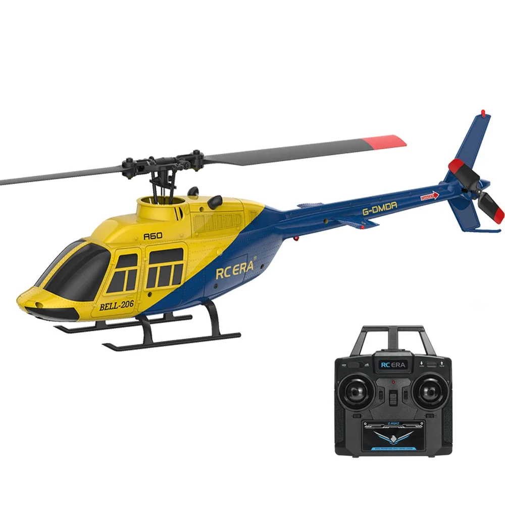 Novo a60 bell 206 1:42 escala 2.4g 4ch 6 eixos giroscópio localização de fluxo óptico altitude hold flybarless rc helicóptero rtf