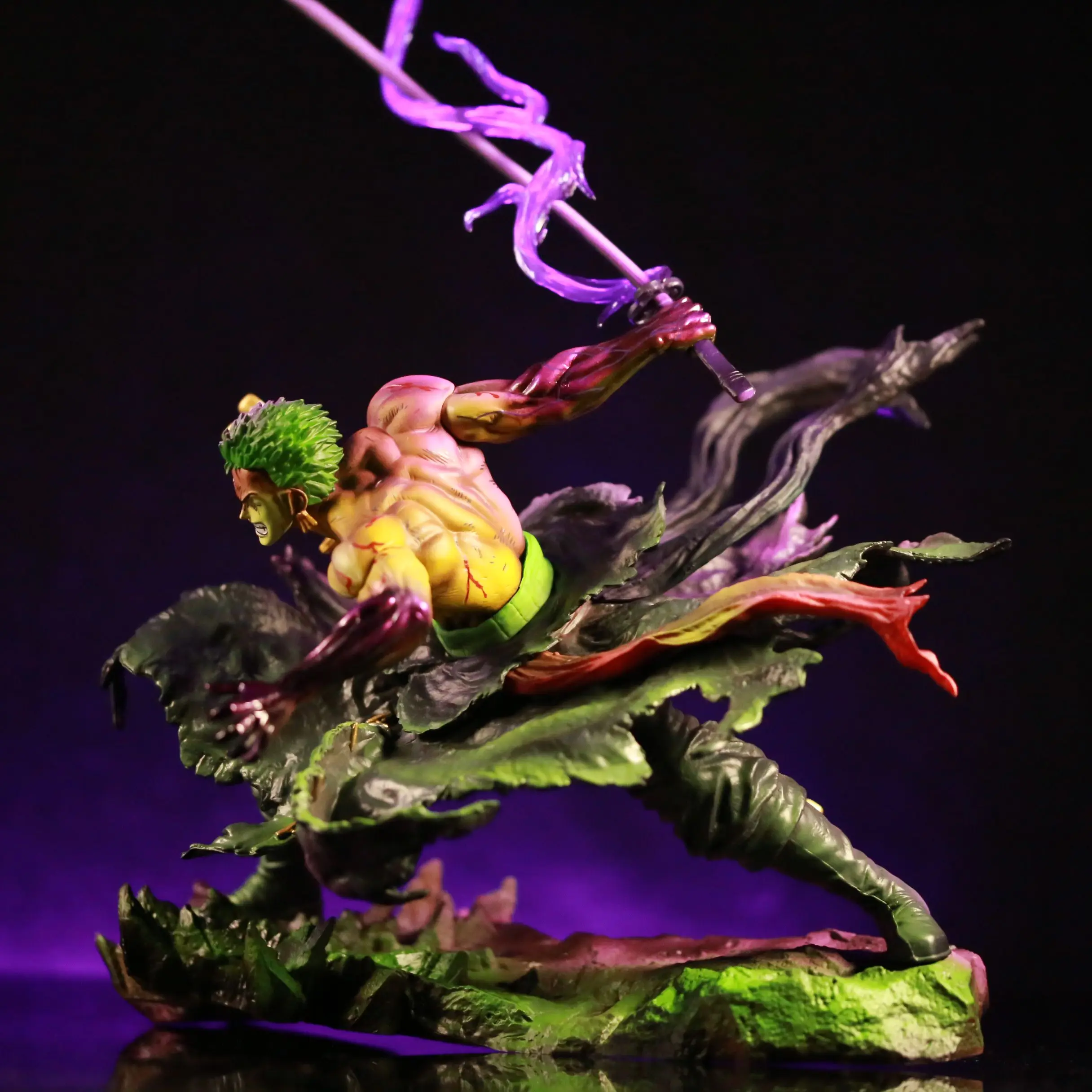 Statua anime One Piece - Bloody Zoro Action Figure a doppia testa Esecuzione squisita Animazione Decorazione desktop da collezione