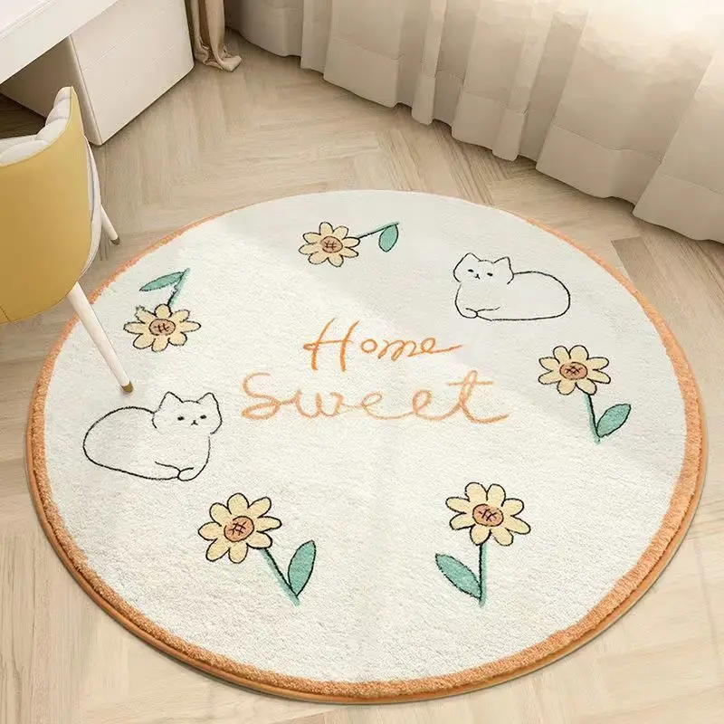 

Cute Cat and Sunflowers Carpet Bedroom Bedside Absorbent Foot Pad Cloakroom Non-slip Mat Living Room Carpet Area Rug POD