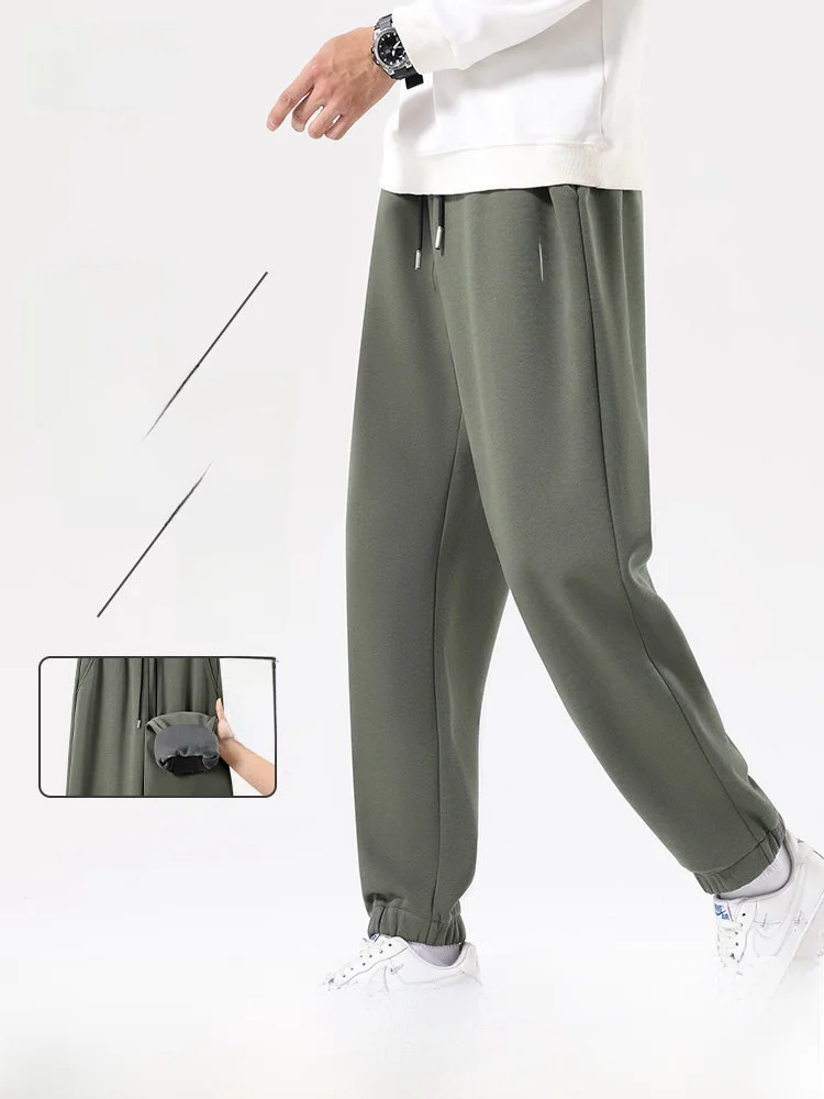 

Thiened Fce Men's Casual Pants Spring Seasonal New Sle Sports Loose Fit Youth ular Cotton Polyester Blend