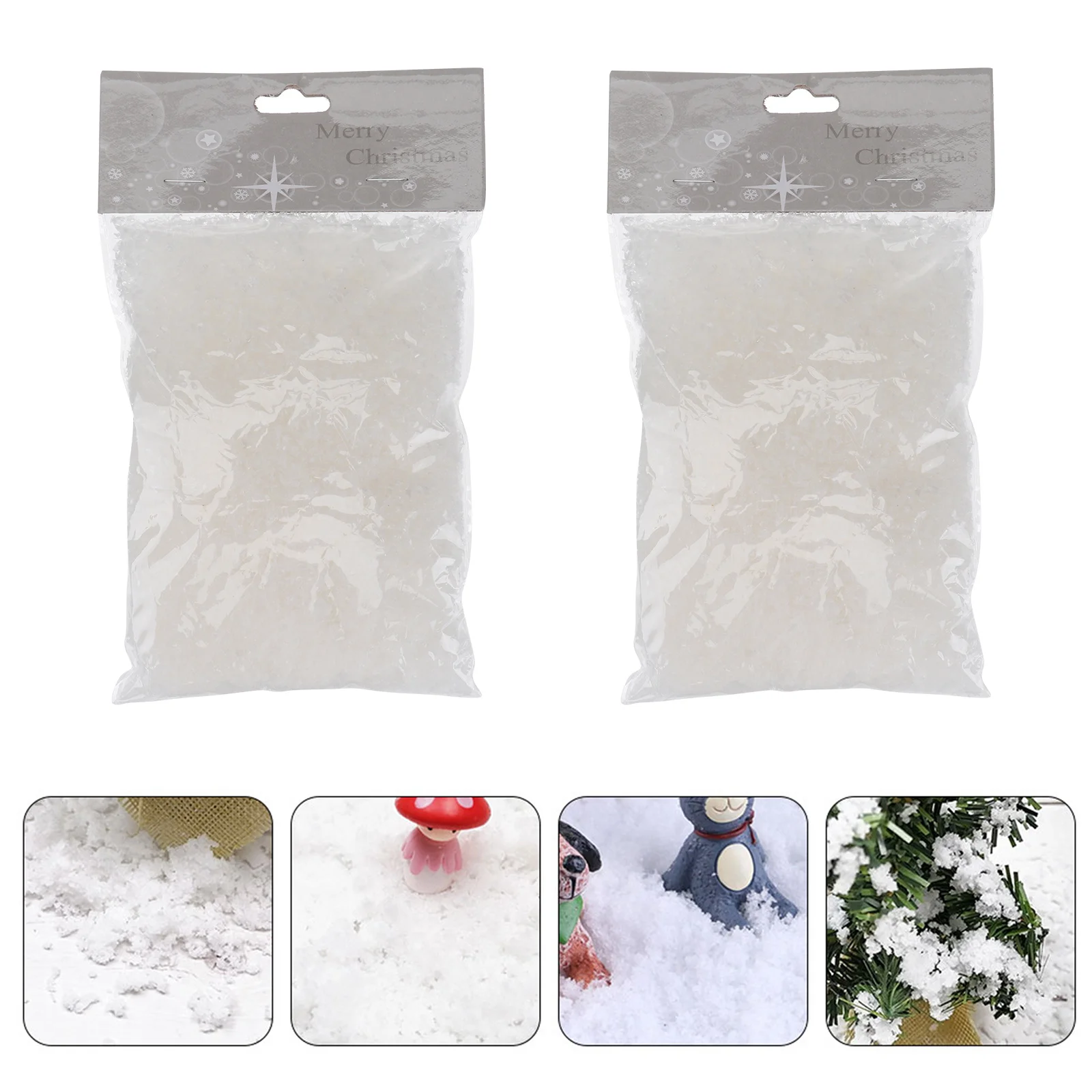 

4 Bags Artificial Snow Decor Christmas Simulation Snowflake Adornment Safe Super Absorbent Polymer Material Christmas Snow Props