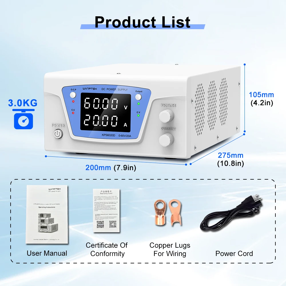 Wanptek fonte de alimentação de laboratório 30v 20a 30v 40a 60v 10a 60v 20a ajustável banco de laboratório regulado de alta potência fonte de alimentação dc