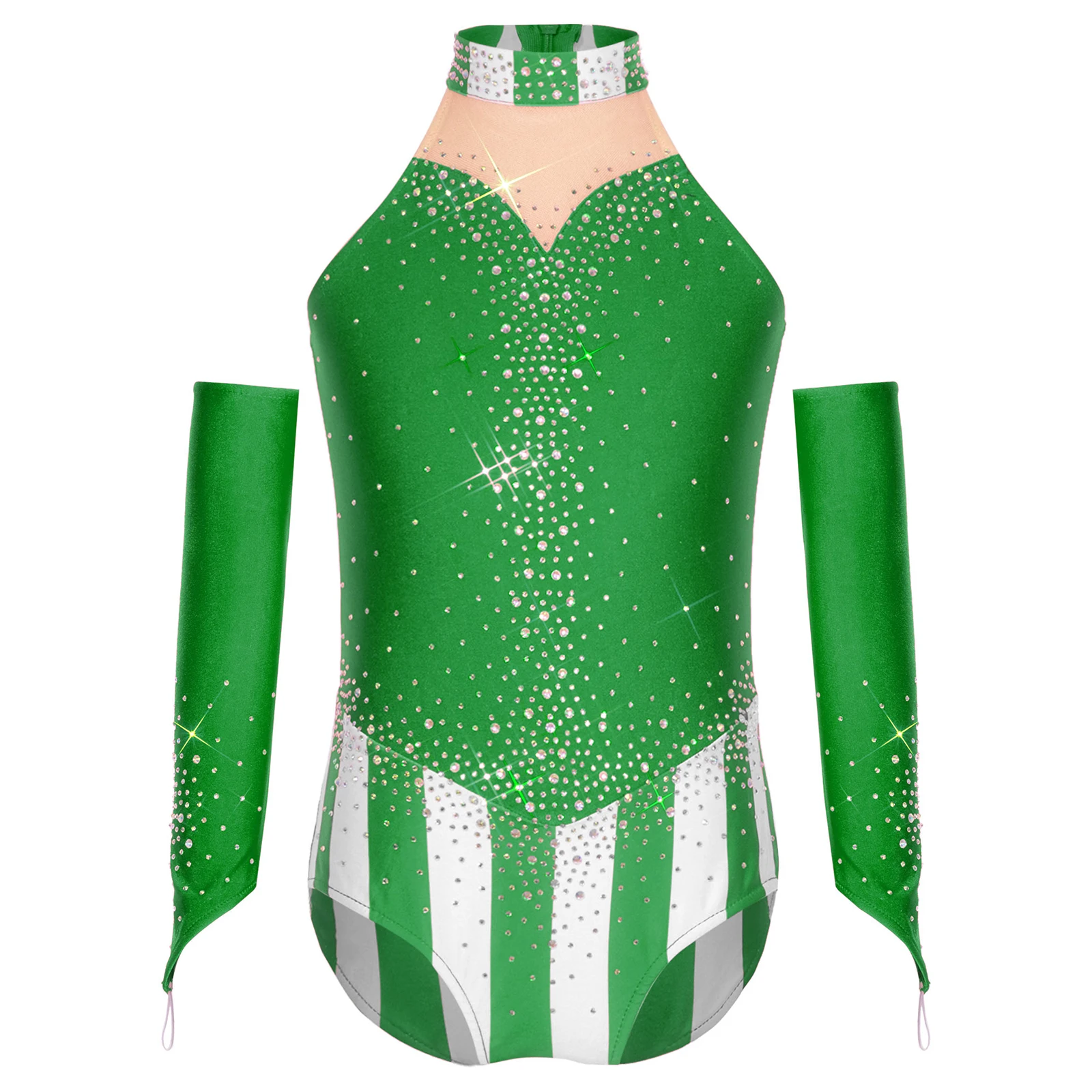 6-16Y الفتيات عيد الميلاد لامعة الراين الباليه الرقص التزلج الجمباز يوتار مع الأكمام هالوين كرنفال السيرك ارتداءها