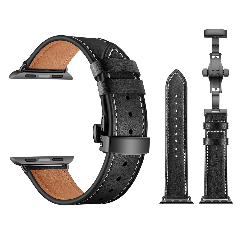 Echtes Lederarmband für Apple Watch-Armbänder 46 mm 45 mm Ultra2 49 mm 44 mm 40 41 42 mm Armband Correa iWatch Serie 10 8 7 9 SE 6 5