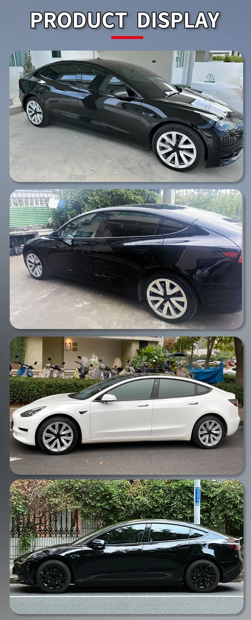 4PCS HubCap 18 Inch Performance Wheel Caps Automobile Replacement Hub Cap Full Rim Cover Accessories for Tesla Model 3 2018-2023