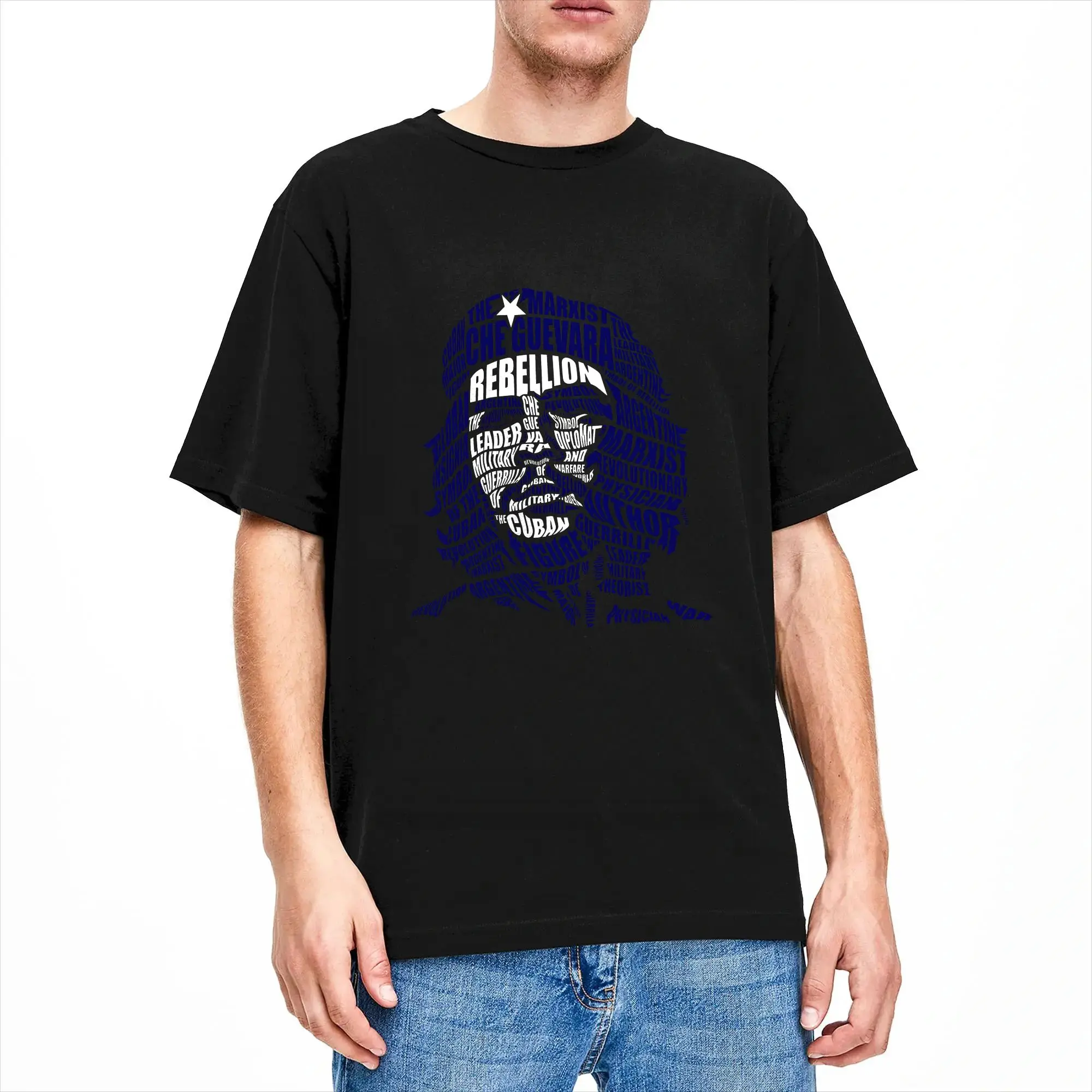 Che Guevara Calligram  T Shirt Mens  Streetwear T-Shirts Summer O Neck Popular Tee Shirt Wholesale Oversized Tops