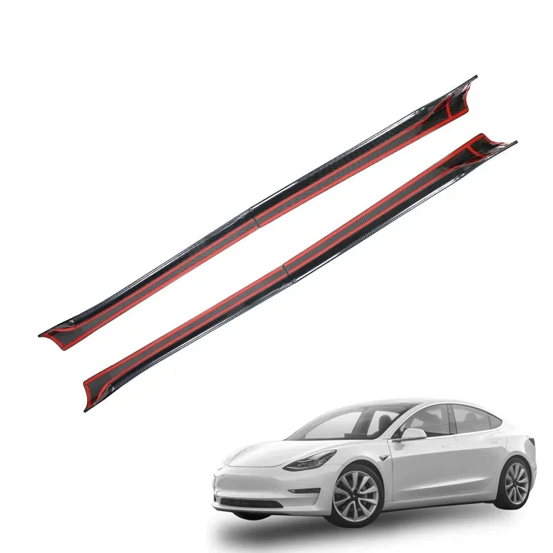 Auto Parts Shangpo New ABS Carbon Look Side Skirts Fit Tesla Model 3 (5YJ3) 2017-2022, Retrofit & Upgrade Accessories