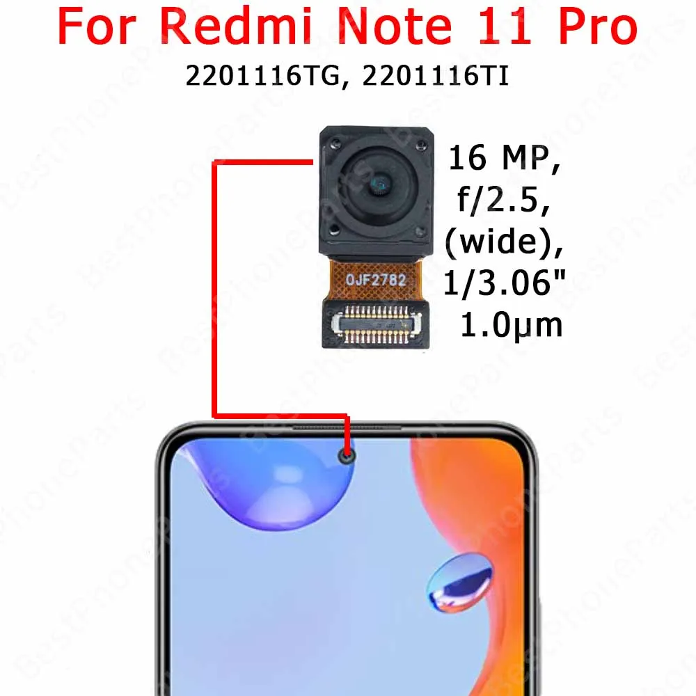 Front Selfie Camera For Xiaomi Redmi Note 12S 12 Pro+ Plus 11 Pro 4G 11S 5G Frontal Camera Module Mobile Phone Parts