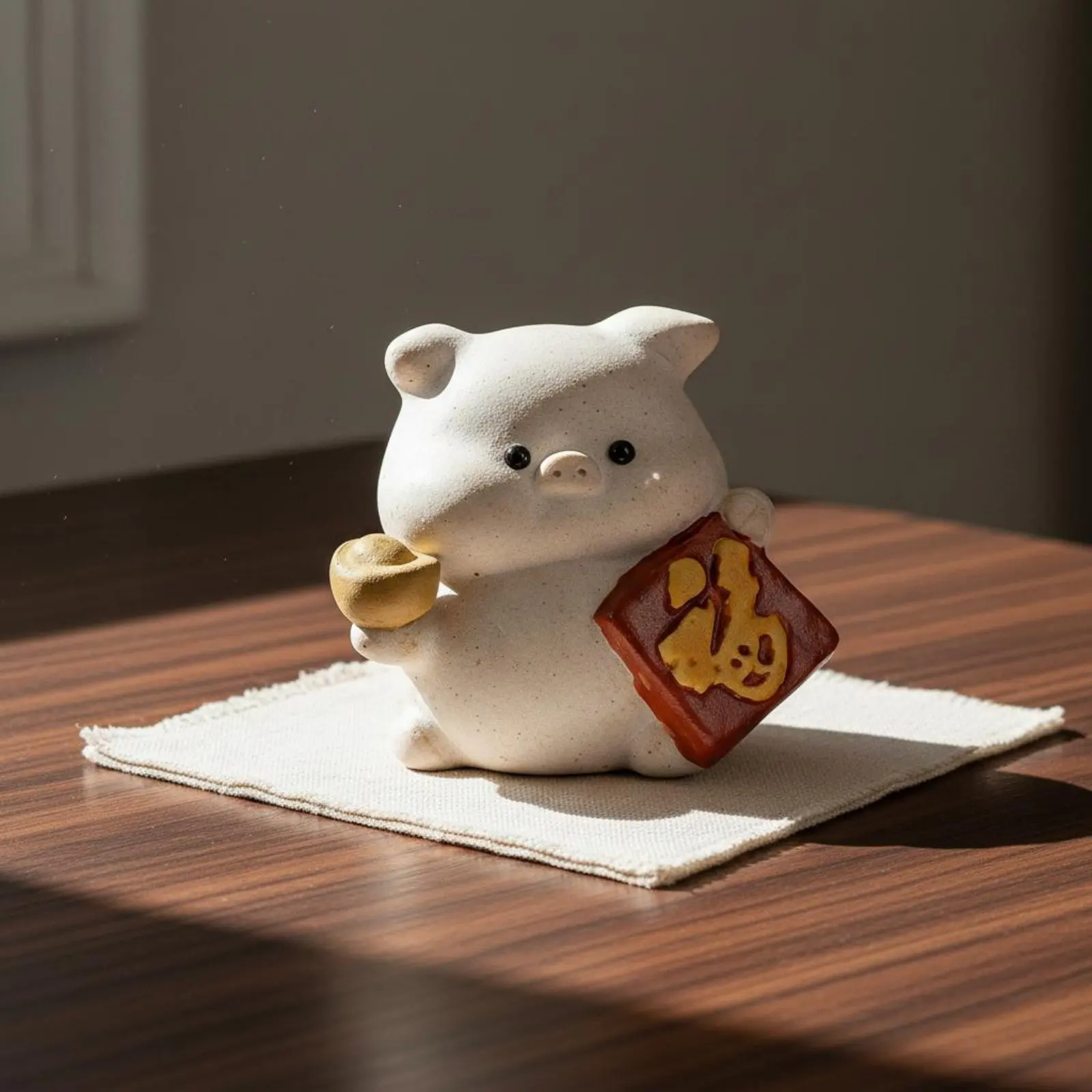 2 Pieces Violet Clay Pig Figurine Collectible Astrological Pig Figurine Tea Table Ornament Compact Long-Lasting
