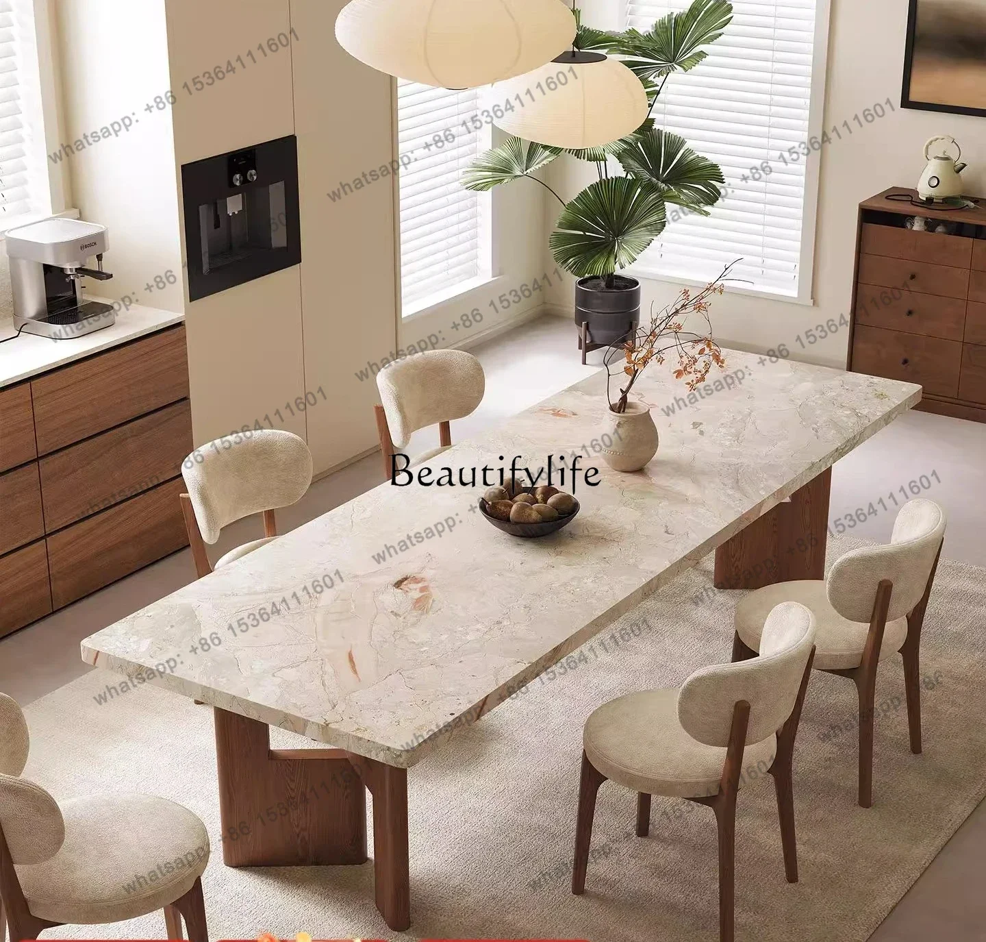

jj58 Rock slab rectangular French retro rock slab solid wood hanging medieval cave stone dining table