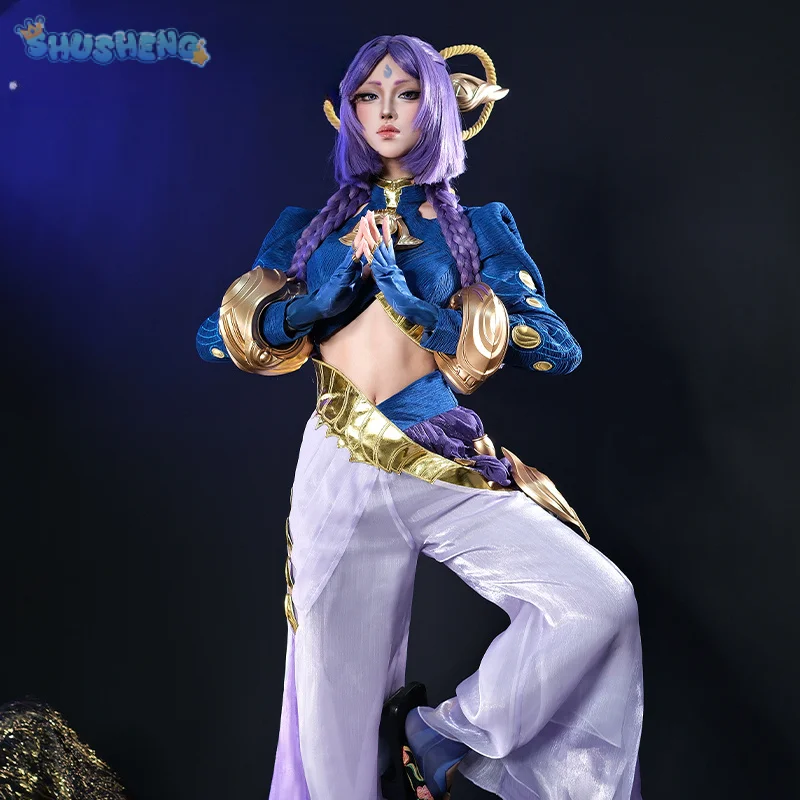 Yunara del juego LOL Yunara disfraz de Cosplay Top pantalones guantes accesorios tatuajes pegatinas fiesta de Halloween mujer uniforme sexy