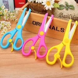 Cute Round head scissors Safety plastic Elastic small scissors cut paper for Kids DIY Hand-made school supplie