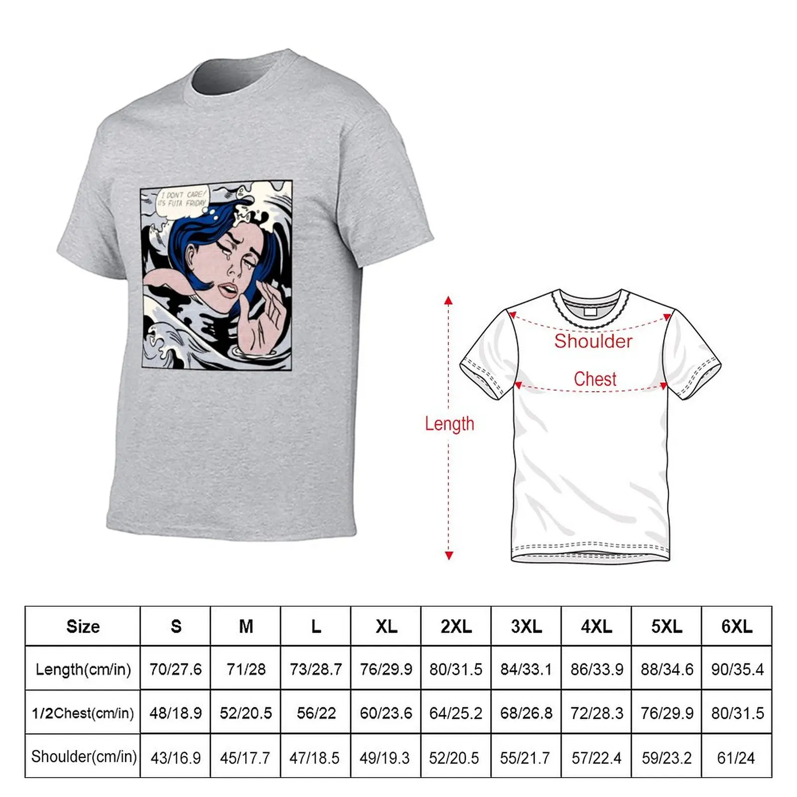 Roy Lichtenstein Futa Friday T-Shirt vintage kawaii clothes plus sizes t shirt for men