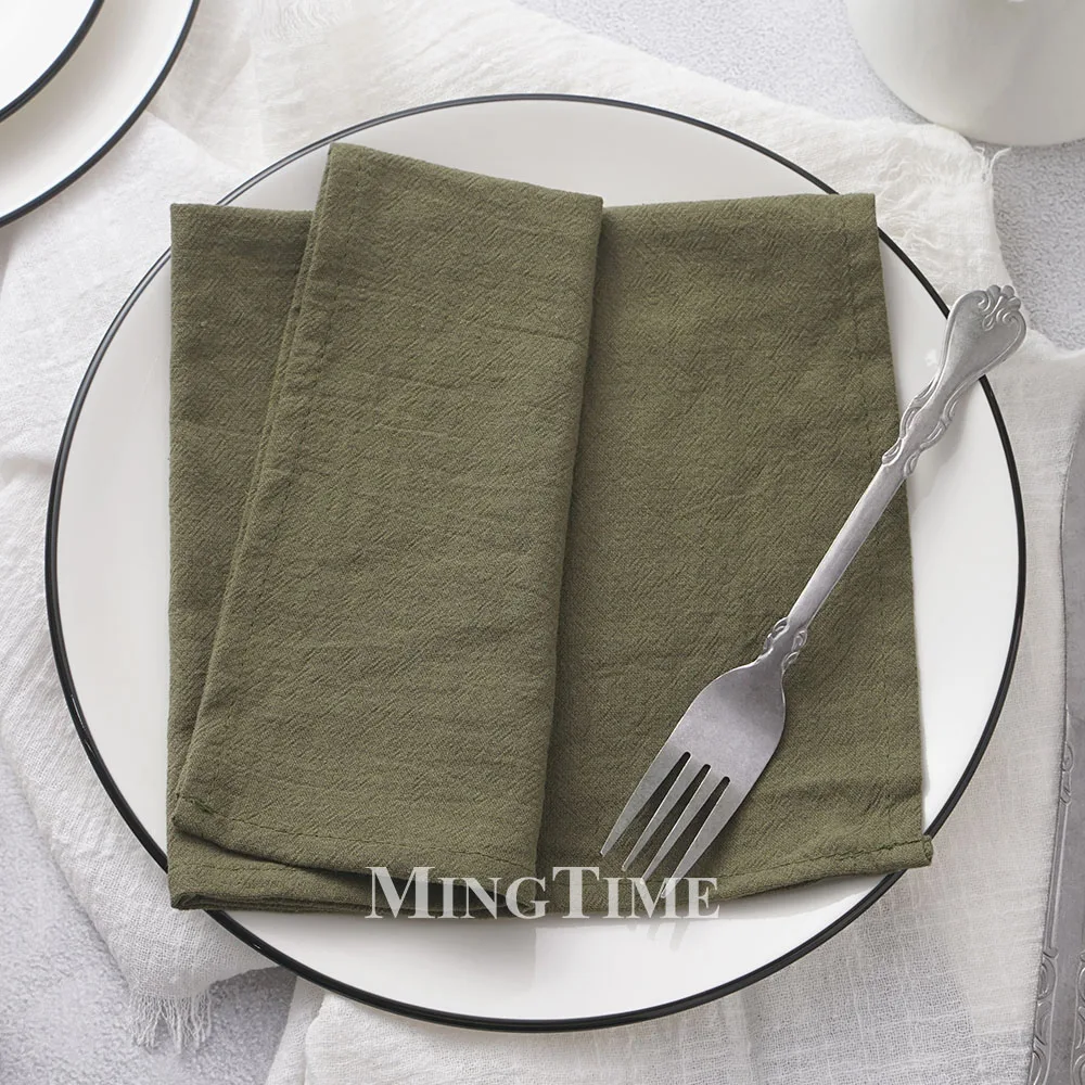 Set of 6pcs Napkins 40cm X 40cm Washed Cotton Plain Soft Classic Table Cloth Napkin for Wedding Christmas Home Party Decoration