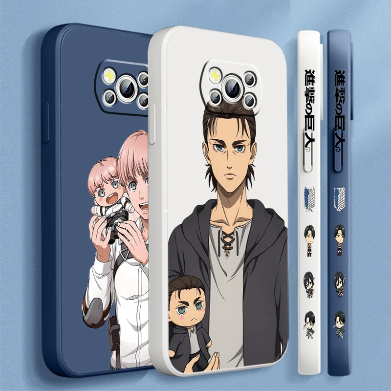 

A-Attack On T-Titan Cartoon Liquid Left Rope For Xiaomi Mi Poco X6 X5 X4 X3 M6 M5 M5S M4 M3 F5 F4 F3 C65 C55 C40 Pro 5G 4G Back