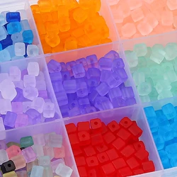 About50Pcs frosted glass, sugar cubes, rice beads, loose beads, handmade DIY for jewelry, bracelets, clothing, accessories, mate