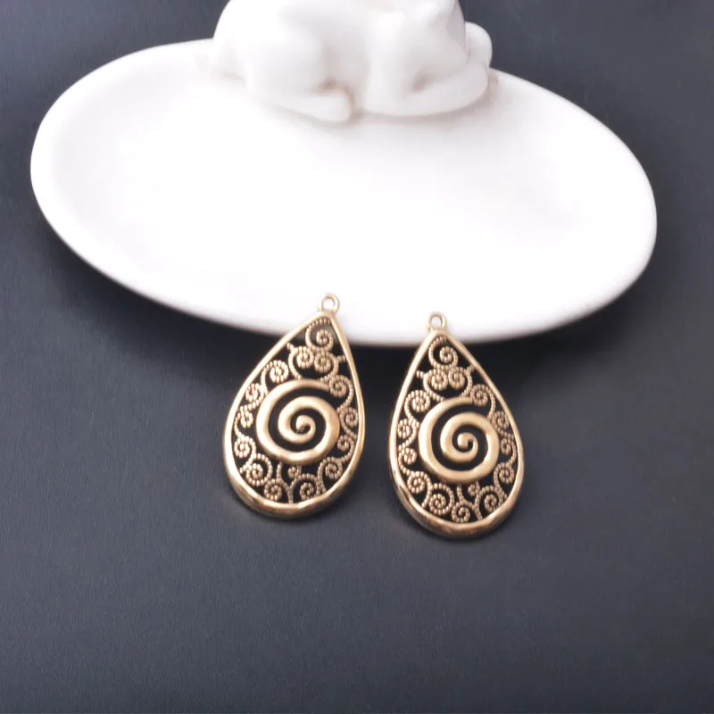 10 Stück/Set Ethnische Antike Silber- und Goldfarbene Anhänger für Schmuckherstellung, Geometrische Quadratische Ovale Boho-Anhänger für DIY Damenohrringe – Detail 13