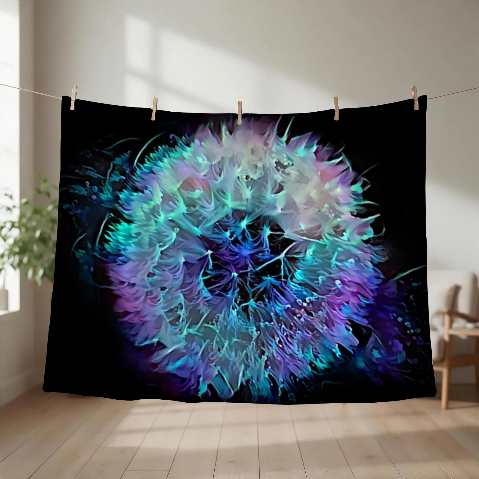 New Blacklight Abstract: Dandelion Throw Blanket Sleeping Bag christmas decoration For Decorative Sofa Soft Beds Blankets