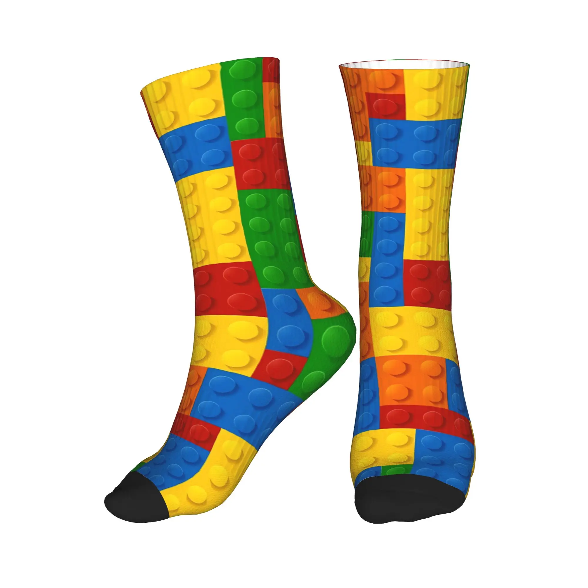 Couple Socks Building Blocks Vibrant Brick Print  Stockings Anti Slip Comfortable Socks Winter Kawaii Custom Climbing Socks