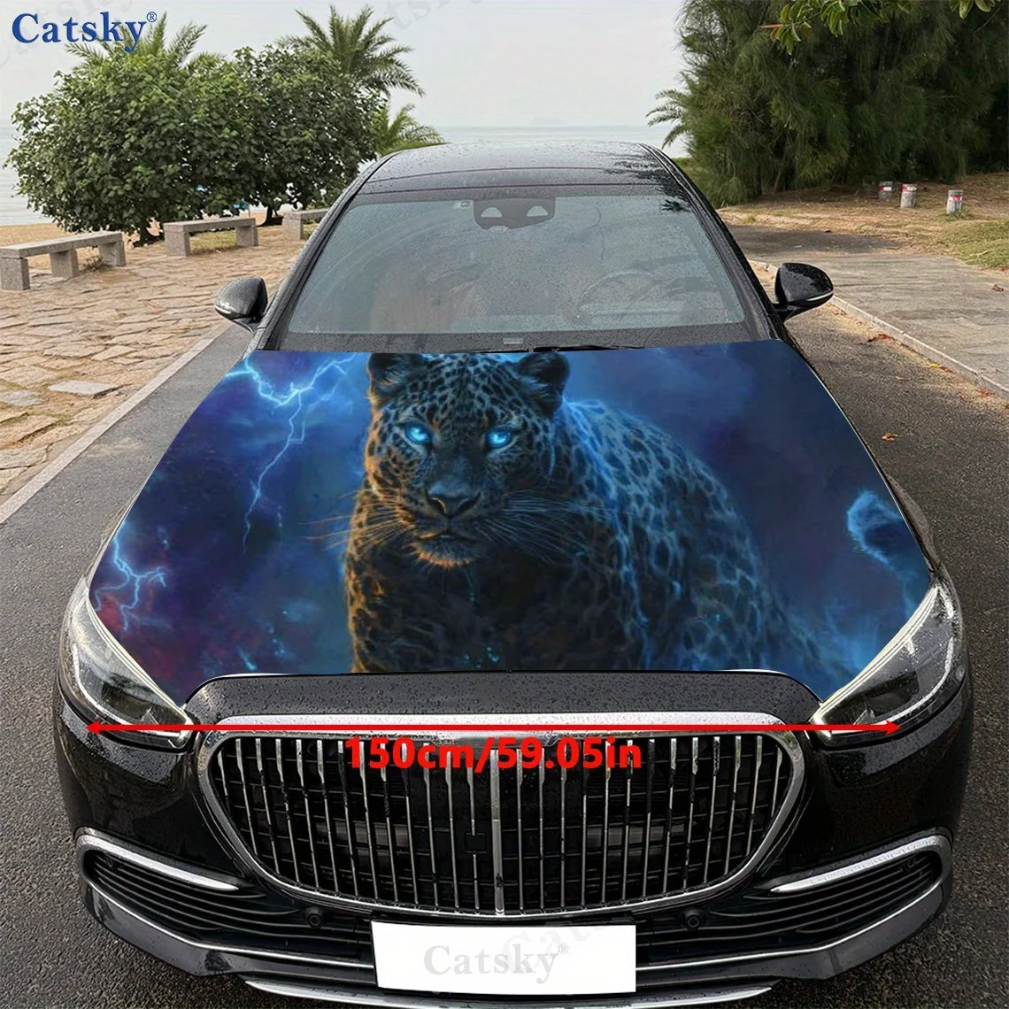 Naklejka na maskę samochodu z motywem lamparta i błyskawic, wodoodporna naklejka samoprzylepna z PVC, naklejka ochronna na maskę samochodu, Au