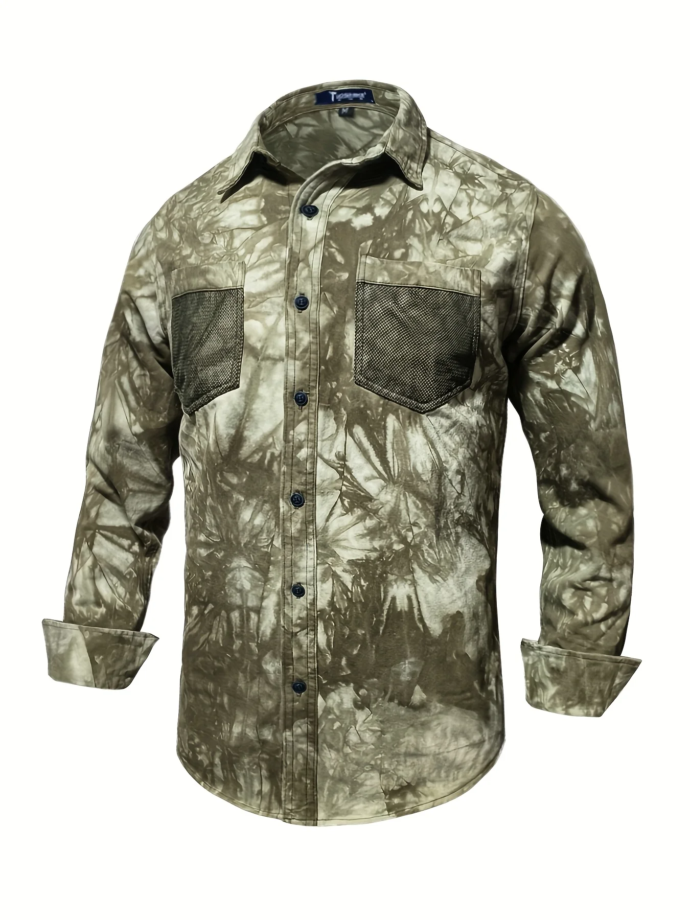 

Джинсовая рубашка Geng Yuanshi: осенне-зимняя верхняя одежда, модная новинка, трендовая джинсовая рубашка с эффектом тай-дай, черная, с двумя карманами