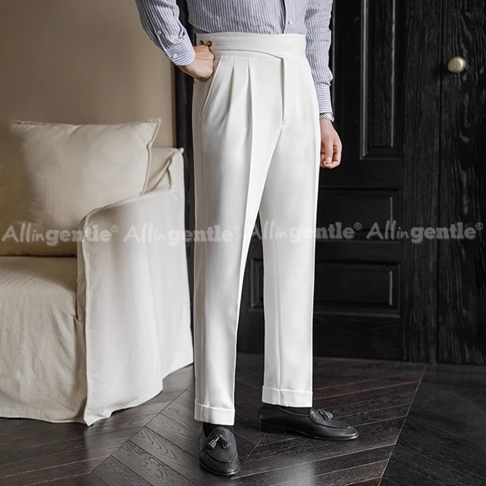 Mens Dress Pants Regular Fit Solid Color Long Business Trousers For Wedding Office Wear Classic Plain Pants For Men