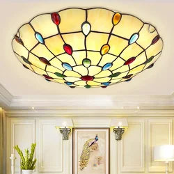 Nordic Tiffany Ceiling Lights Mediterranean Bohemian Luminaire Decoration for Living Room Bedroom Lamp Glass Lighting Fixtures