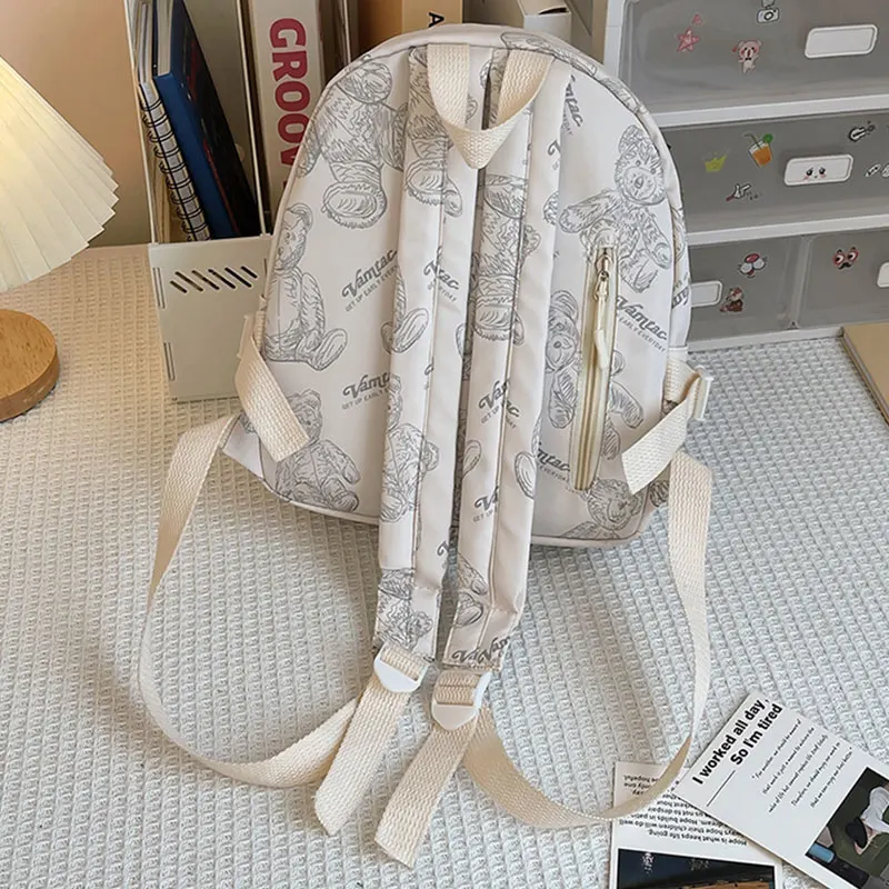 Plecak z zabawnym nadrukiem misia dla dorosłych - miejski plecak podróżny i dojazdowy (unisex retro kreskówkowy plecak)
