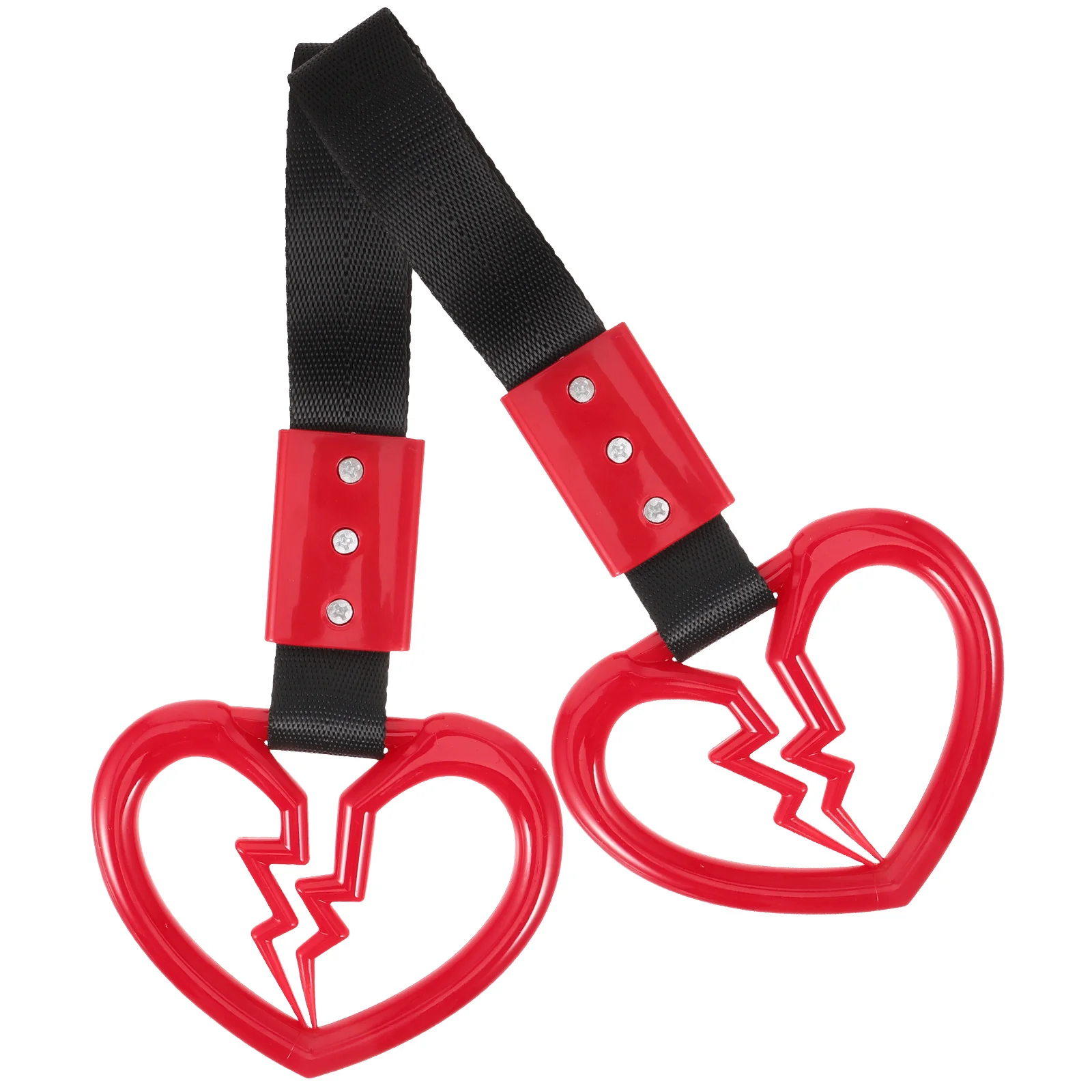 2 Pcs Car Warning Hanging Ring Heart Hand Strap Heart-shaped Rings for Accessories Static Belt Handle