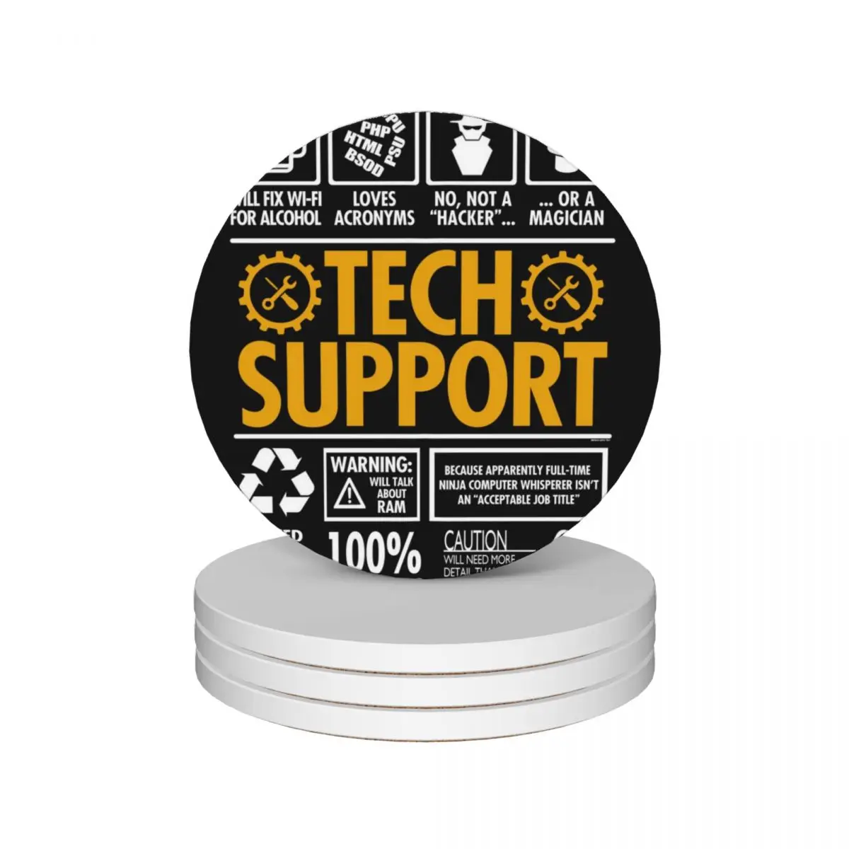 

Tech Support Funny IT Helpdesk Ceramic Coasters (Set of 4) pot eat table cup set set for drinks Coasters