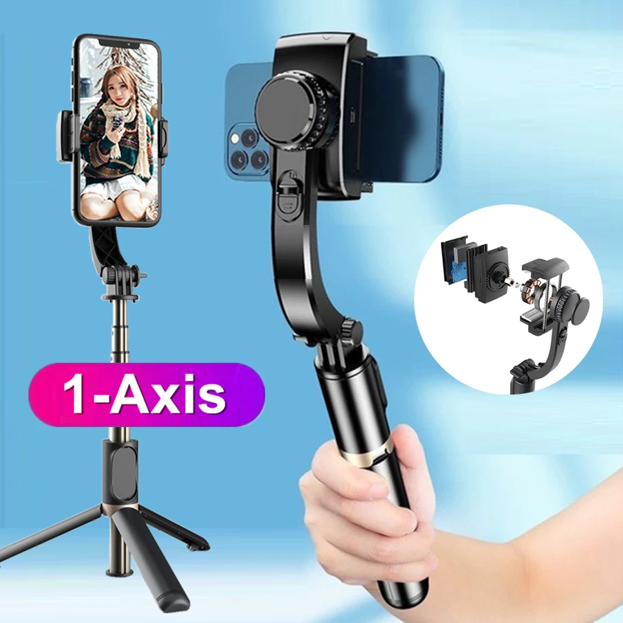 Bluetooth Handheld Gimbal Stabilizer for Smartphone 1-Axis Selfie Stick Mobile Tripod Monopod Wireless Remote for iPhone Android