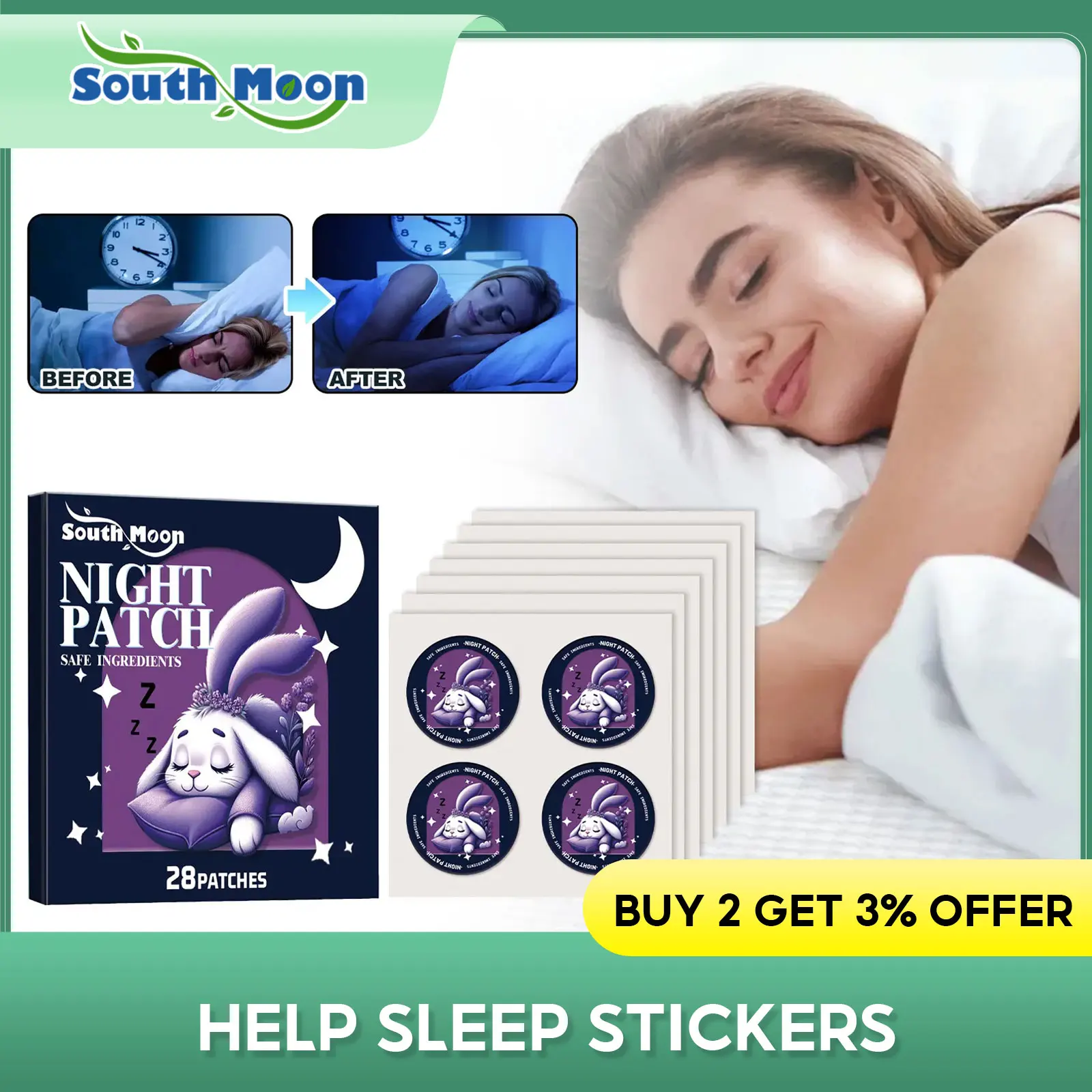 Insomnia Stickers Relieve Anxiety Decompression Headache Neurasthenia Soothing Hypnotic Artifact Body Relaxing Help Sleep Patch