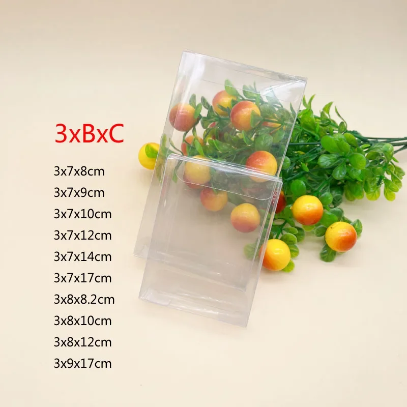 

50pcs 3xBxC Transparent Wedding Boxs Clear PVC Small Gift Box Open Both Sides Plastic Box Storage Packaging Christmas Gift Boxes