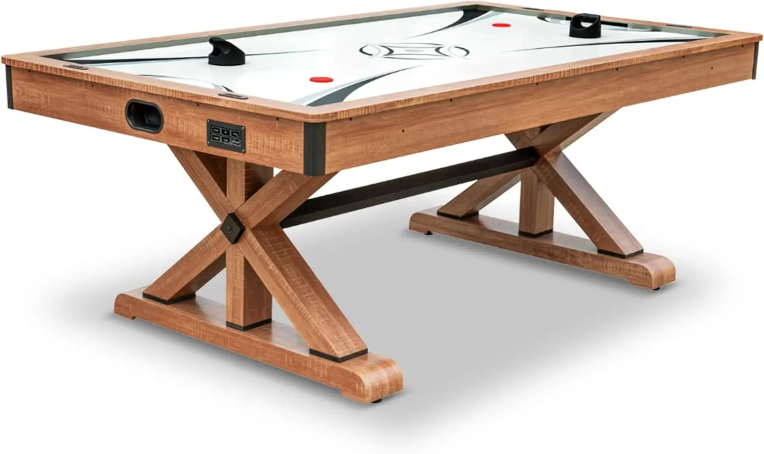 7 Ft Air Hockey Table for Family Game Room - With LED Scoring, Commercial-Grade Blower, X-Pattern Support Base,