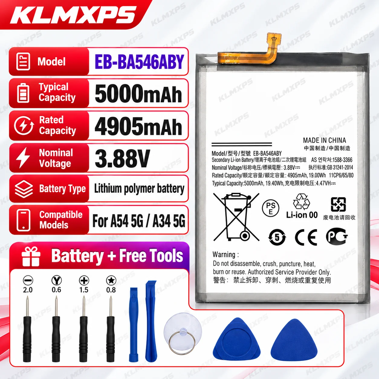 Wholesale In Stock Built-in Board Lithium Phone Battery Compatible with Samsung A54 5G A34 5G EB-BA546ABY Direct from Factory