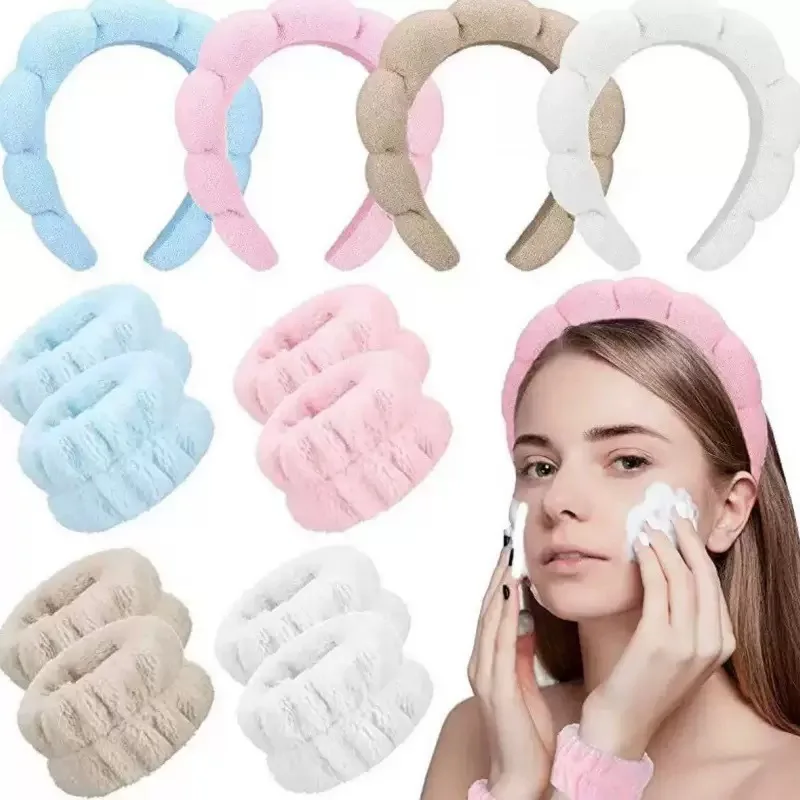 Headband Towel Fabric Braided Cloud Sponge Crown Lift Premium Water Absorbing Gentle for Ladies Face Washing Wristwear Daily