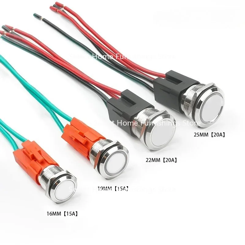 Suitable for High Current Metal Button Waterproof High Power 16 22mm Self-reset Self-locking Button Switch Modification 20A