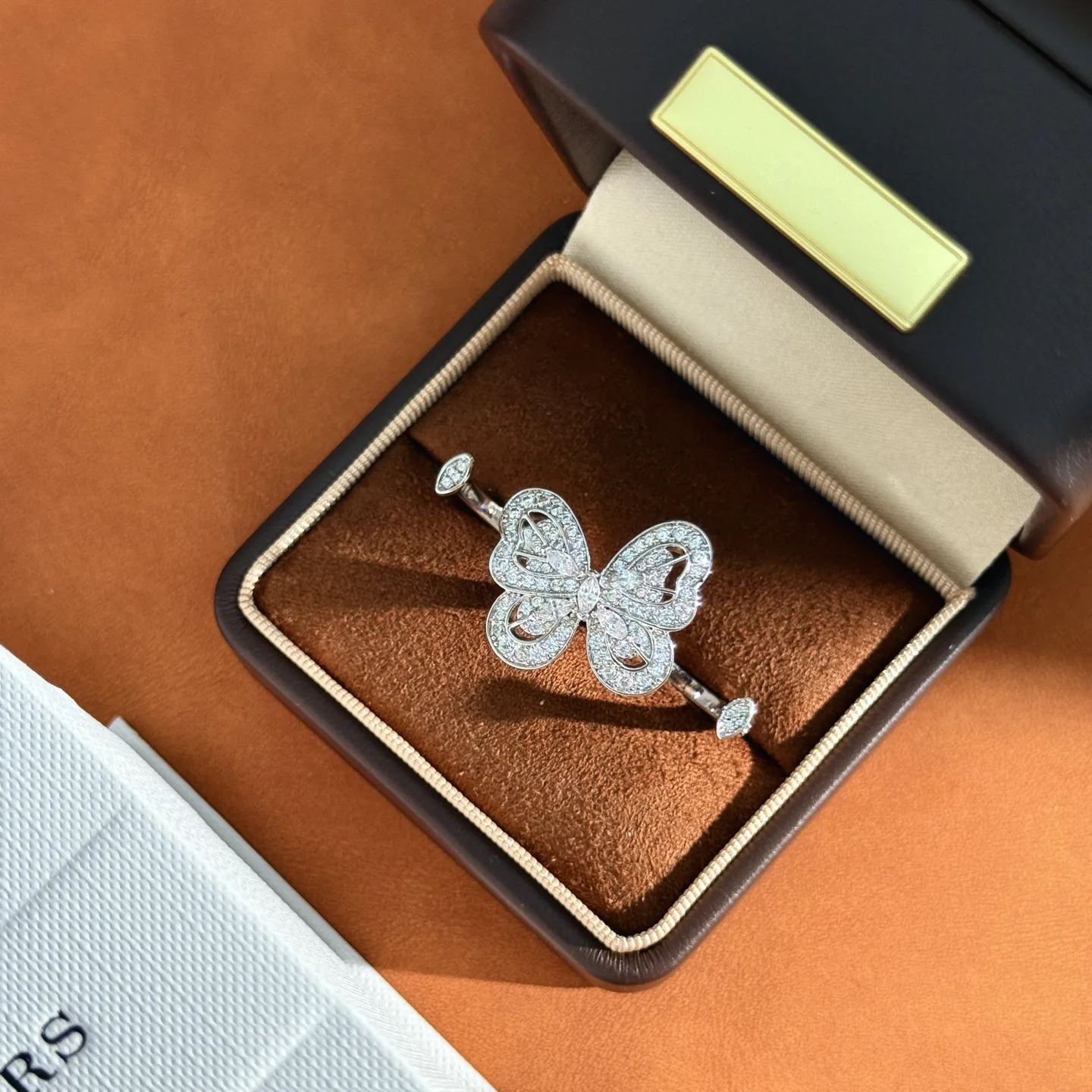 Classic Bohemian Style Butterfly Ring Pave Zircon Exquisite Double Knuckle Siamese Open Rings For Women Fashion Jewelry