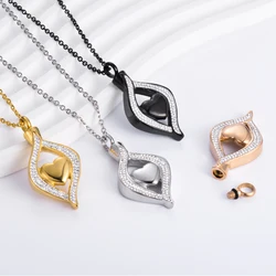 Crystal Teardrop Heart Cremation Urn Pendant Memorial Necklace for Women Stainless Steel Ashes Holder Keepsake Jewelry