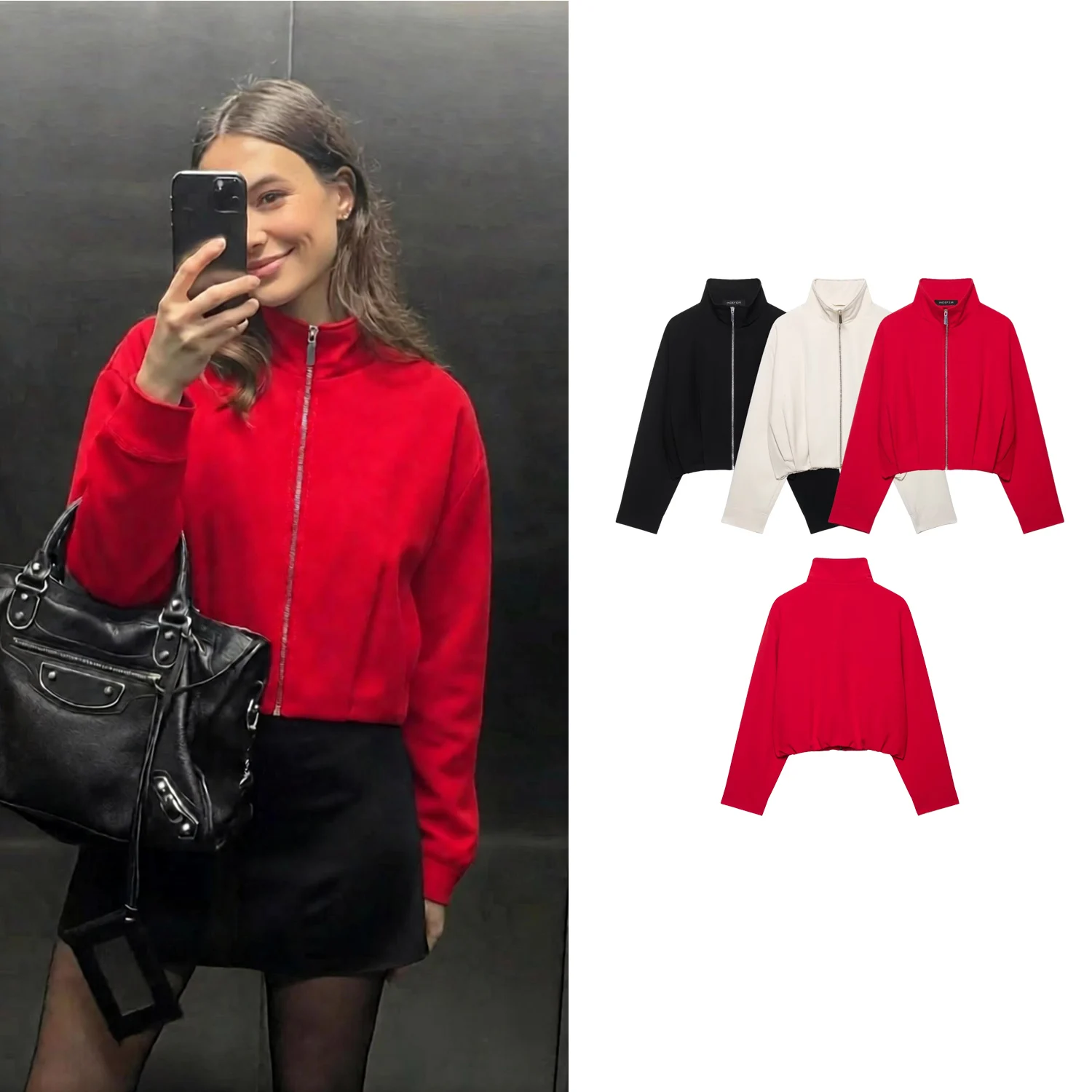 Women Fashion Solid Pilot Jackets Spring Autumn Female Causal Stand Zipper Loose Coats Lady High Street Daily Bomber Jackets