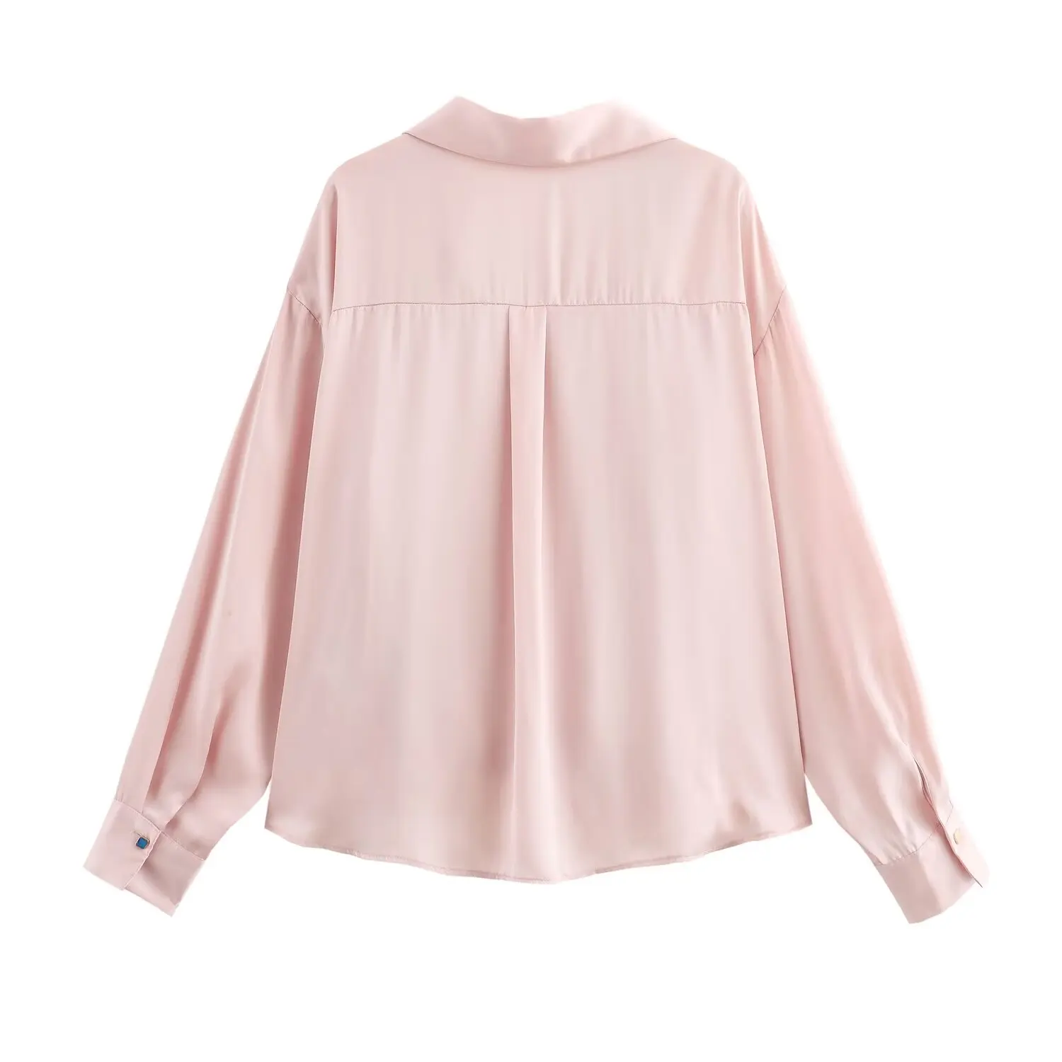 TRAF Pink Knot Satin Blouse Female Ruched Summer Blouses Woman 2024 Long Sleeve Shirts and Blouses for Lady Casual Blouses Woman