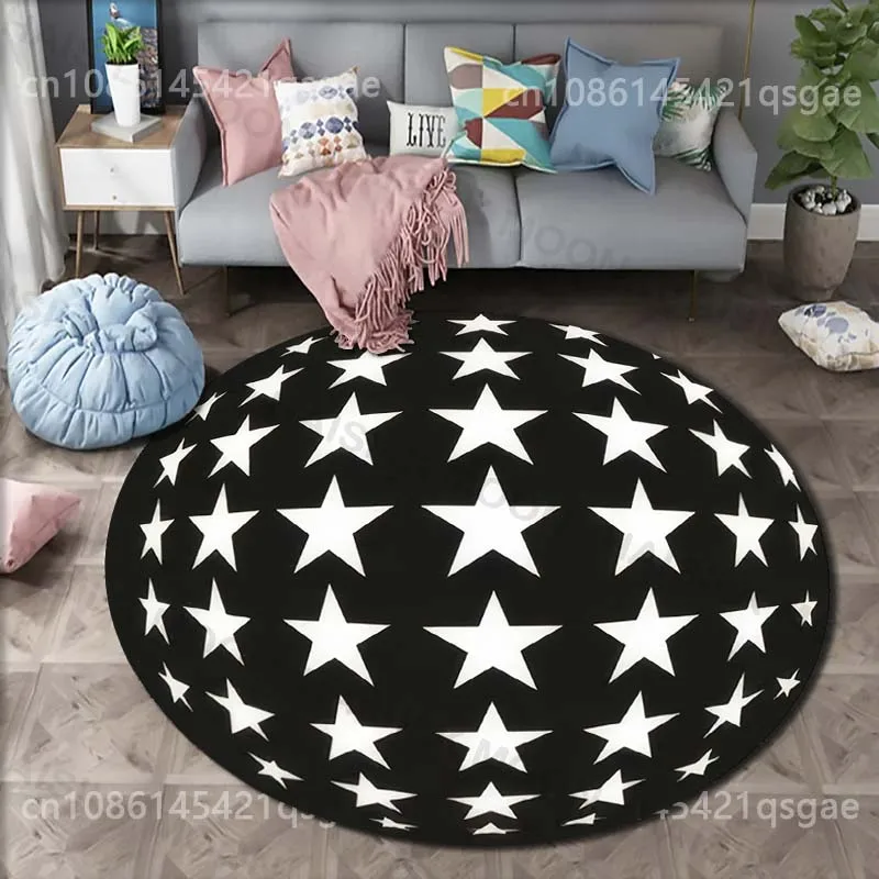 Multiple sizes Sphere with white stars Print Round Carpet for Living Room Bedroom Sofa Table Floor Mat Area Rug Luxury Gift