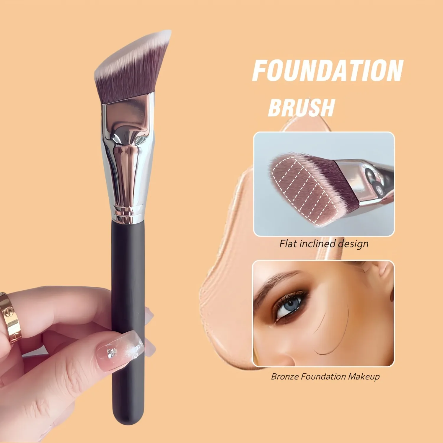 Brocha profesional para base líquida, cerdas sintéticas suaves, aplicación sin rayas para todo tipo de piel, base en crema