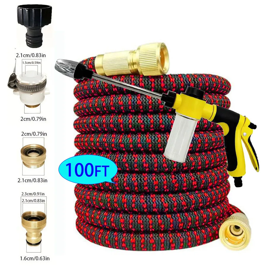 25FT-100FT Expandable Garden Watering Hose High Pressure Car Wash Magic Flexible Water Hose Jardin Irrigation Cleaning Tools