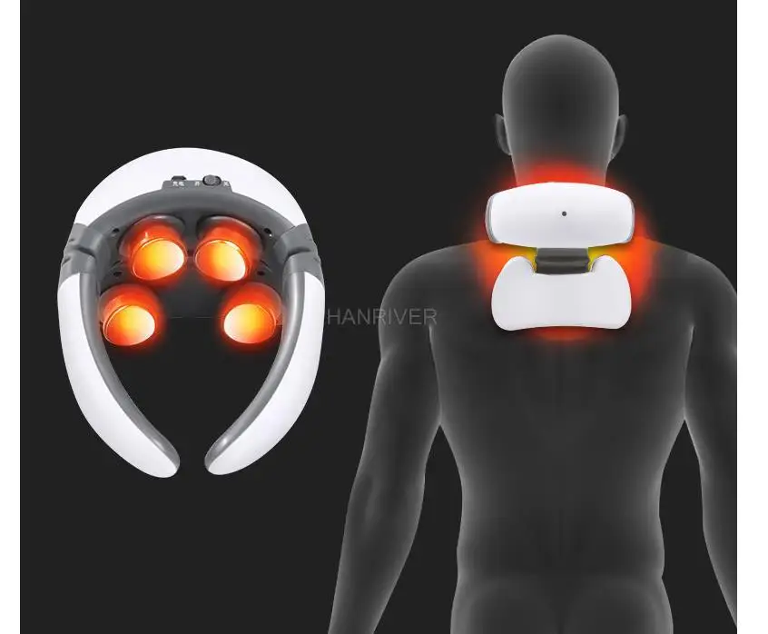 جهاز تدليك الرقبة الذكي 4D القابل لإعادة الشحن لتخفيف آلام الرقبة، مدلك الرقبة الكهربائي مع 3 أوضاع و15 سرعة