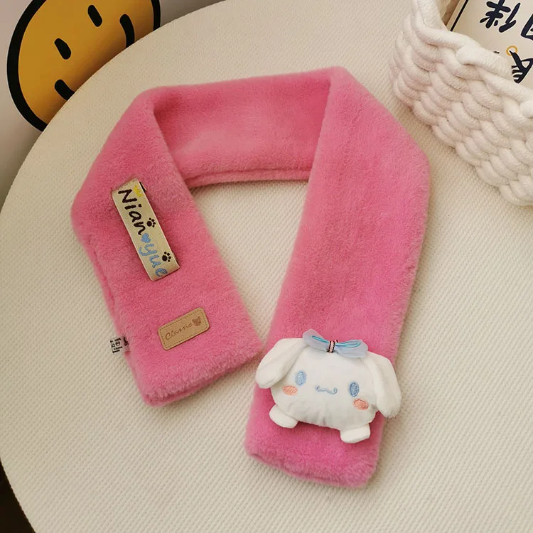 وشاح للأطفال من Miniso دافئ وسميك لطيف على شكل فرقة كرتونية على الطراز الكوري وشاح أطفال من القطيفة