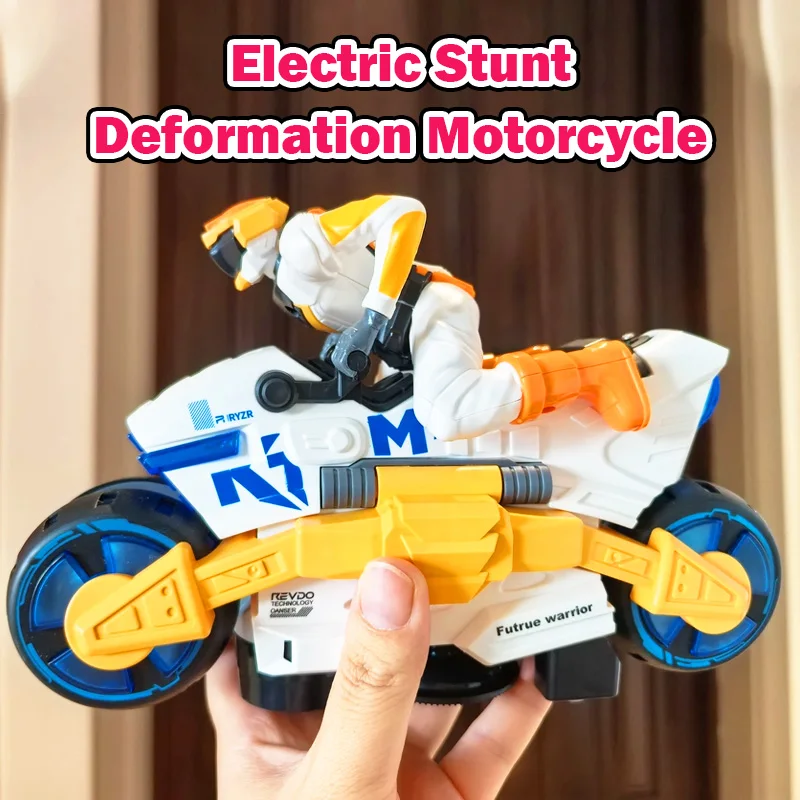 Electric Stunt Deformation Motorcycle Rotating Light Music Toy Car Model Children's Toys for Kids Birthday Christmas Boys Gifts