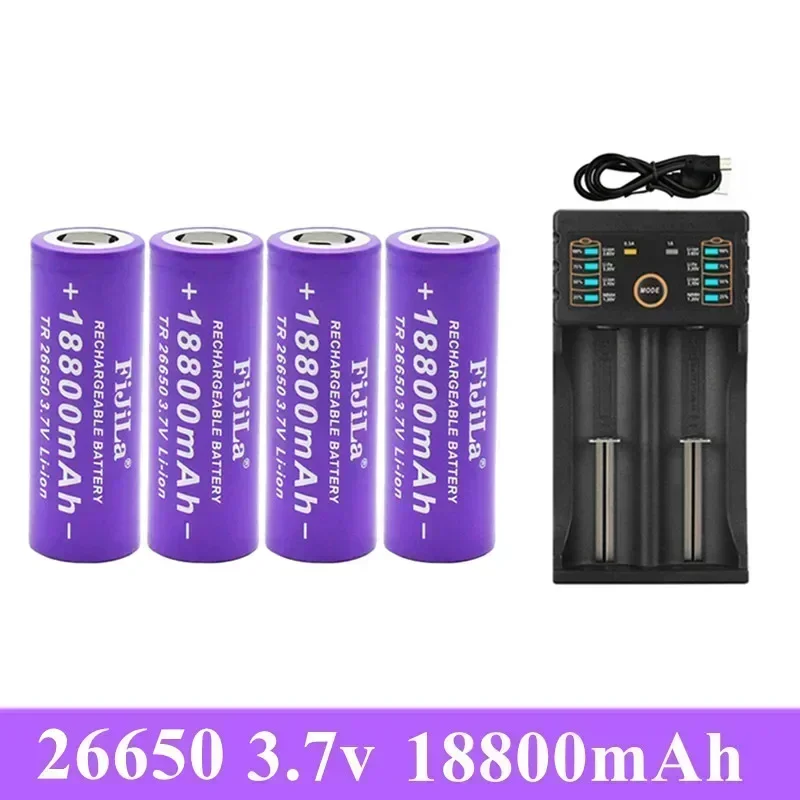 Hohe Qualität 26650 Batterie 18800mah 3,7 V 50A Lithium-Ionen Akku Für 26650 LED Taschenlampe Elektrische Spielzeug Ladegerät