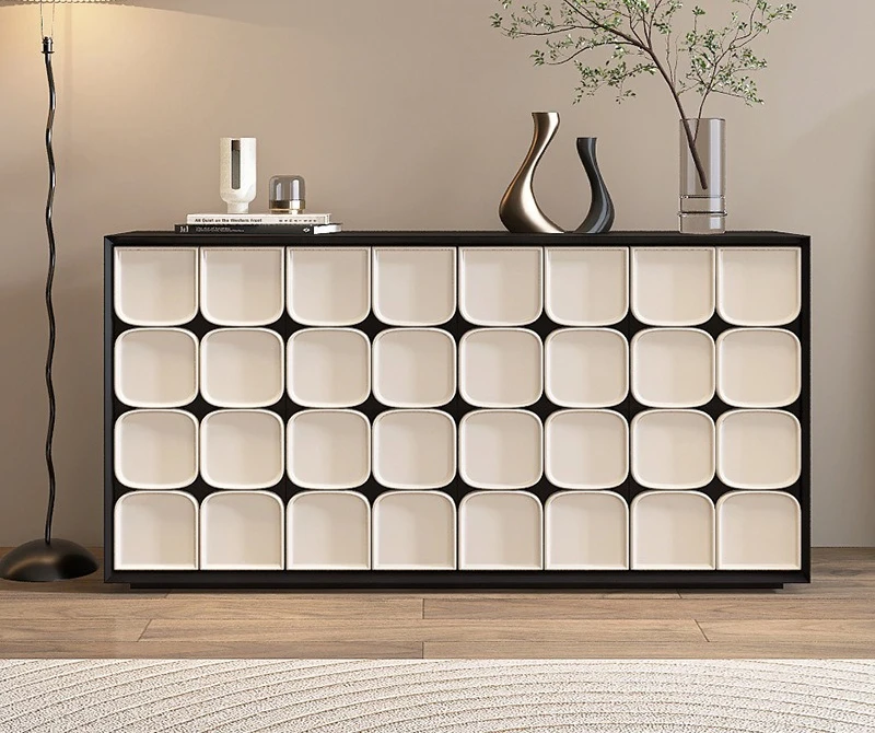 DSA minimalist eight-bucket cabinet large capacity living room solid wood dining side cabinet bedroom bedside storage cabinet